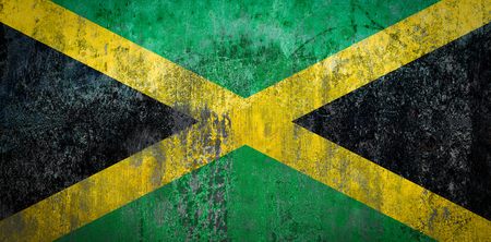 Jamaica Flag painted on a Wallの写真素材