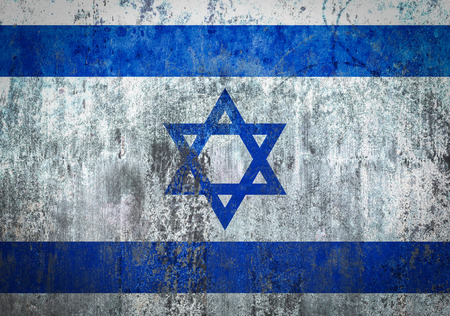 Israel Flag painted on a Wallの写真素材