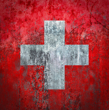 Switzerland Flag painted on a Wallの写真素材