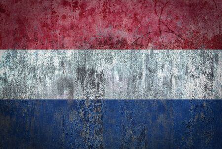 Netherlands Flag painted on a Wallの写真素材