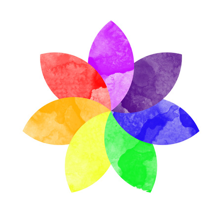 7 Colors of Chakra Lotus Watercolorの写真素材