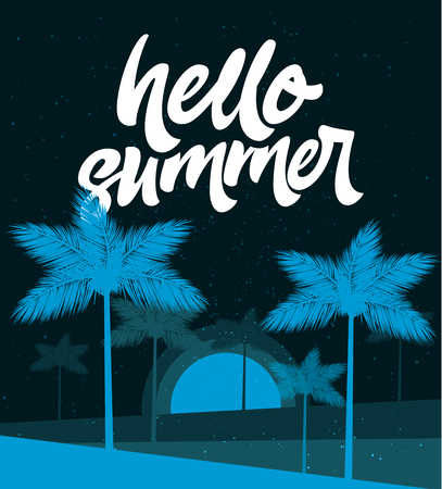 Hello summer poster. Tropic background. Bannerのイラスト素材