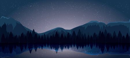 Mount and night sky vector illustration.のイラスト素材