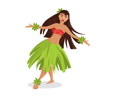 Hawaiian hula dancer young pretty woman.のイラスト素材