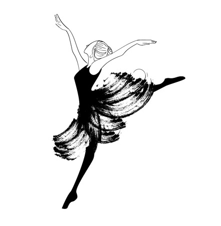 Beautiful young ballerina. Vector illustration. Stylishのイラスト素材