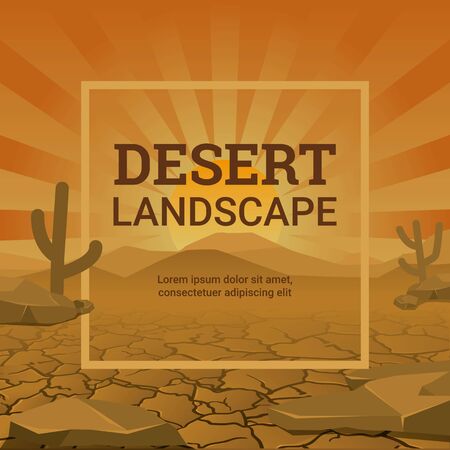 Landscape of dry desert. vector. design elementのイラスト素材