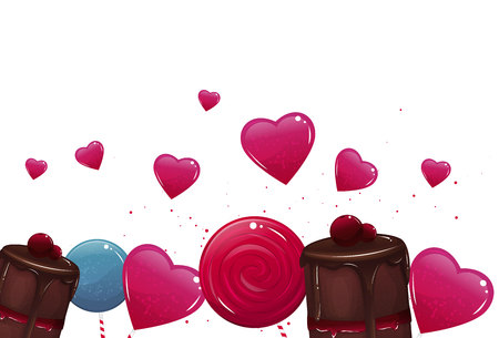 Sweet banner with lollypops and cake. Vector illustrationのイラスト素材