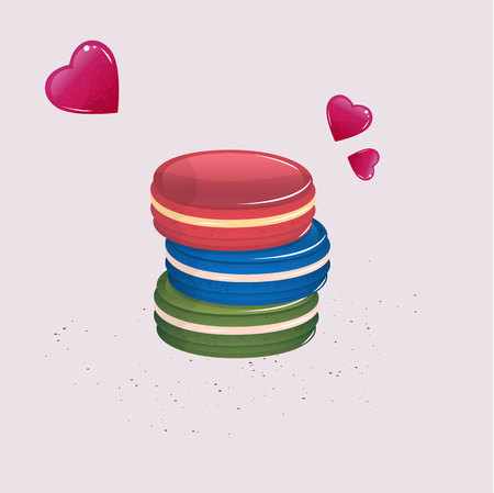 Colorful macaroons sweet confection illustration.のイラスト素材