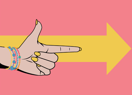 Woman hand with pointing finger. Vector illustrationのイラスト素材