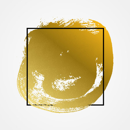 Paint brush abstract gold background with frameのイラスト素材