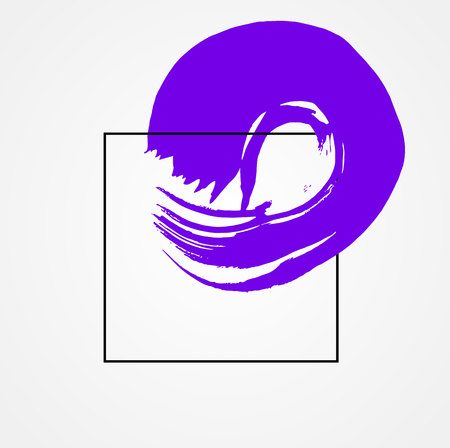 Paint brush abstract purple background with frameのイラスト素材
