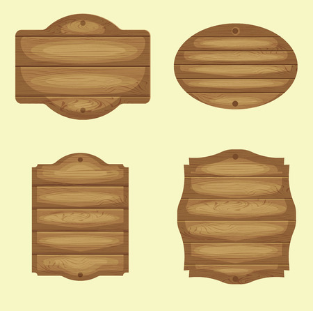 Cartoon brown wooden plates vector illustration.のイラスト素材