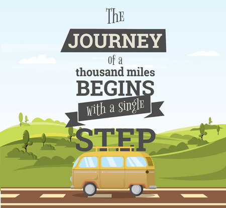 The journey begins with one step concept vector illustrationのイラスト素材
