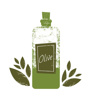 Hand drawn vector illustrations olive oil bottle. Backgroundのイラスト素材