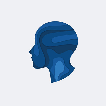 Blue silhouette background. Vector abstract silhouette. Paper art cut. Origami concept. For web and print, wallpaper, cards, flyers, posters brochure bannersのイラスト素材