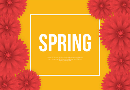 Floral Spring Graphic Design with Colorful Flowers. for flyers, posters, postcards, invitationのイラスト素材