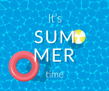 swimming pool top view background. Vector illustration. Water, ring ballのイラスト素材