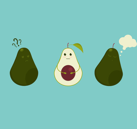 Illustration of cute avocado. Vector illustration cartoon character