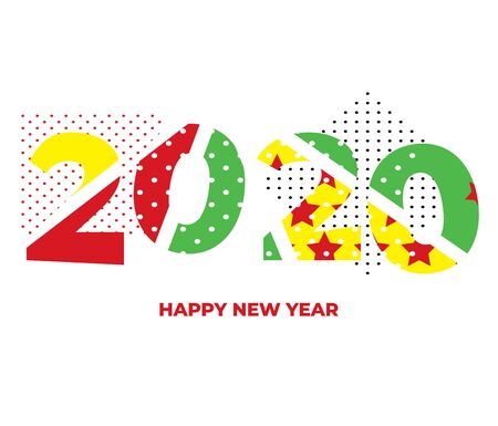 Happy New Year - 2020 - colorful vector illustration in comic styleのイラスト素材