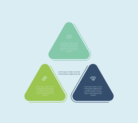 triangle diagram. Colorful vector design for workflow layout, diagram, number options, web design, infographics.のイラスト素材