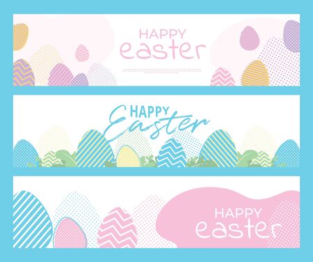 Banner templates. Happy Easter. Vector background. Colorful eggsのイラスト素材
