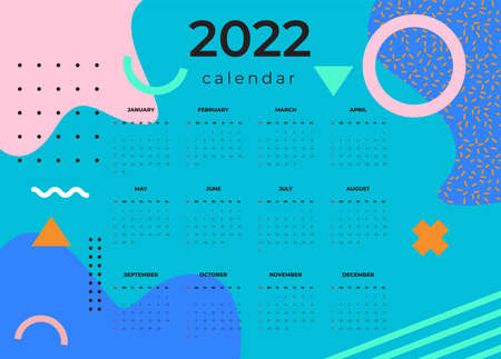 Calendar 2022 template vector, Set Desk calendar 2022, wall calendar design, Planner, Week start on...