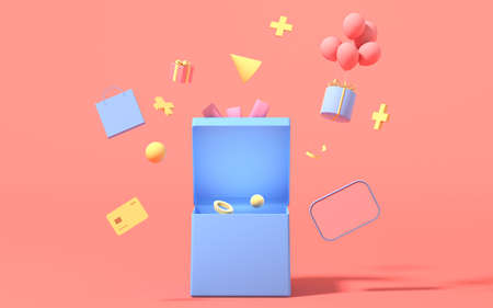 Gifts are on sale for a limited time, 3d rendering. Computer digital drawing.の写真素材