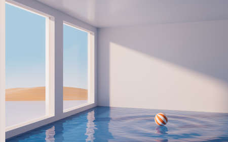Empty water room, 3d rendering. Computer digital drawing.の写真素材
