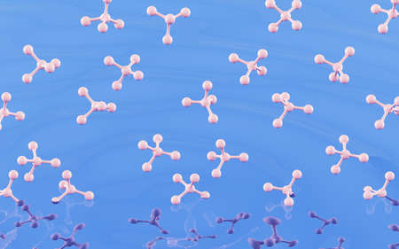 Molecules floating on the water, 3d rendering. Computer digital drawing.の写真素材
