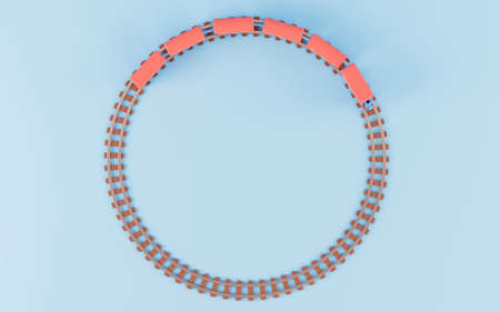 Train and circular train track, 3d rendering. Computer digital drawing.の写真素材