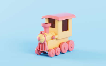 Locomotive with blue background, 3d rendering. Computer digital drawing.の写真素材