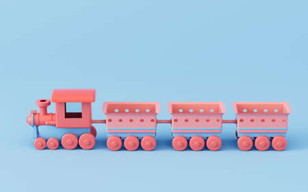 A train with blue background, 3d rendering. Computer digital drawing.