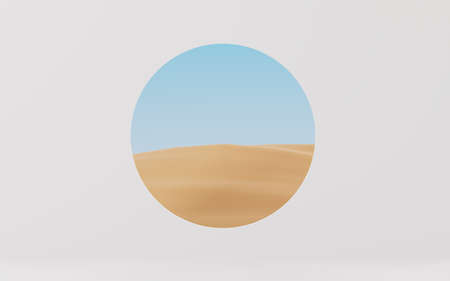 Watch natural landscape through the hole on the white wall, 3d rendering. Computer digital drawing.の写真素材