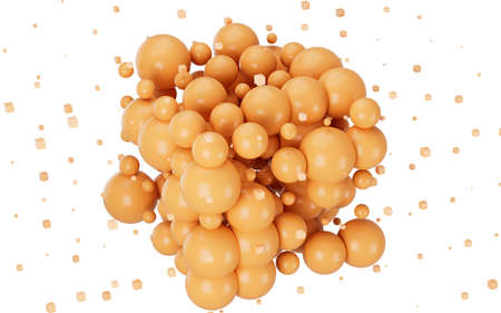 Abstract spheres and cubes with white background, 3d rendering. Computer digital drawing.の写真素材