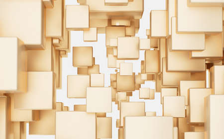 Abstract cubes with white background, 3d rendering. Computer digital drawing.の写真素材