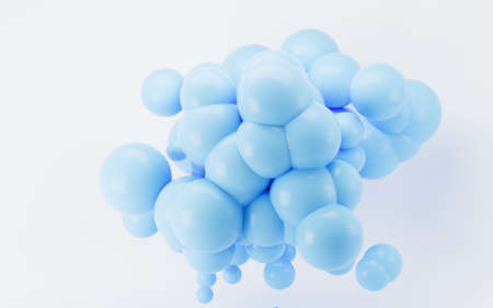 Blue spheres with white background, 3d rendering. Computer digital drawing.の写真素材