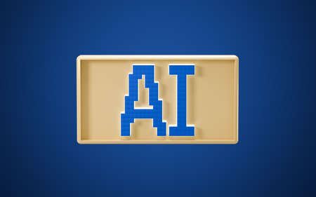 AI technology with blue background, 3d rendering. Computer digital drawing.の写真素材