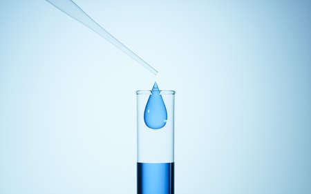 Dropper and test tube in the lab, 3d rendering. Computer digital drawing.の写真素材