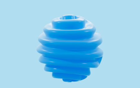 Abstract sphere with blue background, 3d rendering. Computer digital drawing.の写真素材