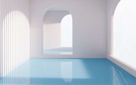 Empty room with arch door, 3d rendering. Computer digital drawing.の写真素材