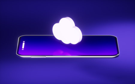 Mobile phone and cloud computing, 3d rendering. Computer digital drawing.の写真素材