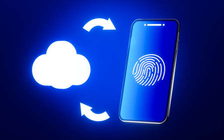 Mobile phone and cloud computing, 3d rendering. Computer digital drawing.の写真素材