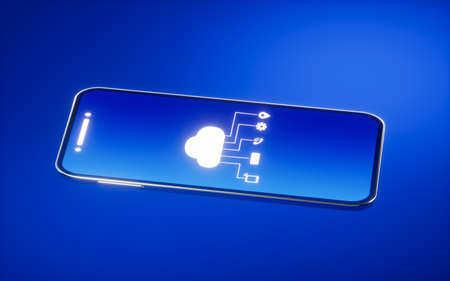 Mobile phone and cloud computing, 3d rendering. Computer digital drawing.の写真素材