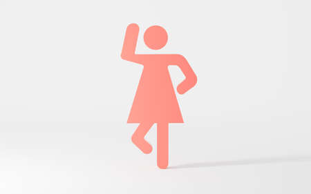 Pink female figurine with white background, 3d rendering. Computer digital drawing.の写真素材