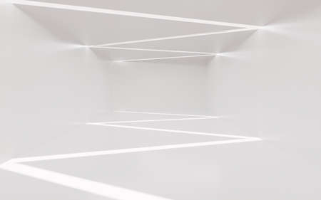 White empty room with light and shadow, 3d rendering. Computer digital drawing.の写真素材