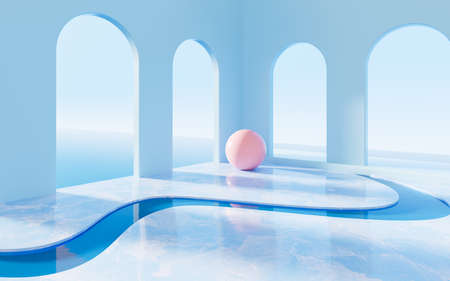 Arch and curved construction, 3d rendering. Computer digital drawing.の写真素材