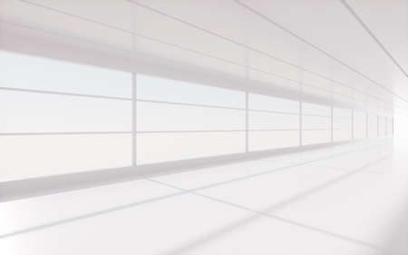 White straight tunnel with light and shadow, 3d rendering. Computer digital drawing.の写真素材