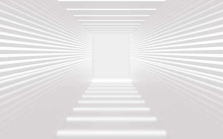 White empty room with light and shadow, 3d rendering. Computer digital drawing.の写真素材