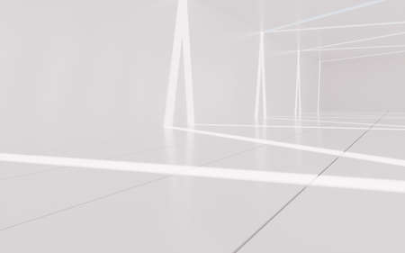 White empty room with light and shadow, 3d rendering. Computer digital drawing.の写真素材