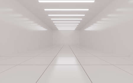 White empty room with light and shadow, 3d rendering. Computer digital drawing.の写真素材